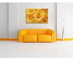 Blumen Flowewers Rosen Gelb Blumenmeer Format: 120x80 cm auf Leinwand, XXL riesige Bilder fertig gerahmt mit Keilrahmen, Kunstdruck auf Wandbild mit Rahmen, günstiger als Gemälde oder Ölbild, kein Poster oder Plakat