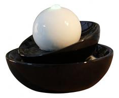 ZenLight Zen Flow Zimmerbrunnen mit LED-Beleuchtung, aus Keramik, schwarz/weiß, 23 x 23 x 18 cm