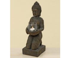 Kunstharz-Buddha Figur mit Windlicht 44 cm hoch, Feng Shui Skulptur