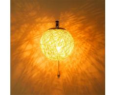 Modernes Wandleuchten Vintage Loft-Wandlampen Antik Deko Wandbeleuchtung Schlafzimmer Nacht Kreative Mode Wandleuchte Dekorative Wandleuchte Nachtlicht Idyllische Schnur Rattan Ball Wandleuchte