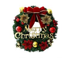 VOSAREA Weihnachtskranz mit Schleife Weihnachtskugel und Blumen Tannenkranz Weihnachtsgirlande Weihnachten Türkranz Wandkranz Türdeko Wanddeko Weihnachtsdeko