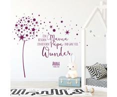 Wandtattoo Babyzimmer Wandsticker Pusteblume Spruch Zitat & Sterne mit Namen & Datum M2342 - ausgewählte Farbe: *Silber* ausgewählte Größe: *L - 120cm hoch x 152cm breit*