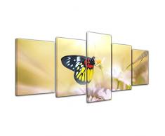 Kunstdruck - Schmetterling auf einer Blume - 200x80 cm 5 teilig - Bilder als Leinwanddruck - Wandbild von Bilderdepot24 - Tierwelten - Insekt - Falter auf einer Wiese