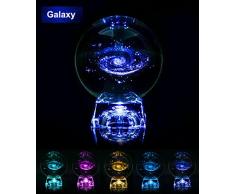 Wankd Kristall-Solarkugel Planetenbälle, Solarsystem-Bälle mit LED-Lampensockel, klare Glaskugel für Kinder, Geburtstagsgeschenke, Lehrer und Freund Geburtstag, B, Illuminated base