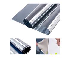 RH Art Fensterfolie Sonnenschutz UV-Schutz Blickdicht Spiegelfolie Hitzeschutz Verdunkelungsfolie - Silber, 90 x 400 cm