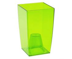 Prosperplast Coubi Tower Blumentopf / Vase, transparent, Plastik, transparent/Grün, 12x12x20 cm