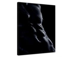 Wandbild - Mann Erotik - schwarz weiß - Bild auf Leinwand 50x70 cm 1 teilig - Leinwandbilder Bilder als Leinwanddruck Akt & Erotik Männerkörper mit Wassertropfen - schwarz weiß