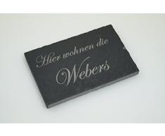Türschild / Briefkastenschild aus Naturschiefer inkl. Gravur 8x5,5cm ohne Bohrlöcher Namensschild z.B. Bitte keine Werbung