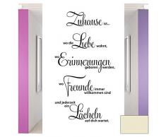 Grandora selbstklebend Wandtattoo Sprüche und Zitate Zuhause ist I cremeweiß 58 x 107 cm I Aufkleber Wandtattoos Sprüche für Flur Wohnzimmer Modern Wandsticker Wandaufkleber W1124