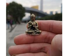 QWERWEFR Mini Tragbare Vintage Messing Buddha Statue Tasche Sitzen Buddha Figur Skulptur Home Office Schreibtisch Dekorative Ornament Spielzeug Geschenk,Black