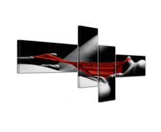 Wandbild - Roter Slip - Bild auf Leinwand - 200x90 cm 4 teilig - Leinwandbilder - Bilder als Leinwanddruck - Urlaub, Sonne & Meer - Akt & Erotik - sexy Frauenkörper