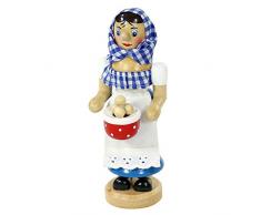 Dekohelden24 Räucherfrau als Kloßfrau, ca. 18 cm, mit rauchendem Kochtopf