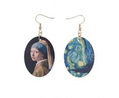 Zchenchen JWooden Ohrringe Ölgemälde Kunst Mädchen Natur Holz Ohrringe Modeschmuck