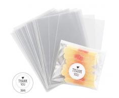 Sweelov 200 Cellophantüten klar 10x15cm Zellophantüten mit 200 Stück Aufkleber plätzchen tüten Süßigkeitentüten transparent Geschenktüten für Schokolade Bonbons