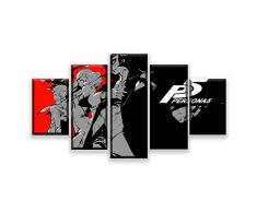 FYZKAY Bilder 5-teilig Leinwandbilder Pop Art Persona fünf Öl Poster und Drucke Home Decor Wand Kunst Bild HD Print abstrakte Anime Malerei Rahmenlos