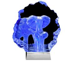 Kaltner Präsente Geschenkidee - Aufsteller Figur Skulptur Ornament aus Glas Motiv Elefant Elefantenbaby mit LED Beleuchtung