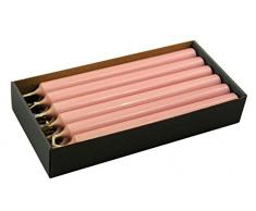 Schlanke Premium Stabkerzen - Magnolie (Rosa) - Länge 25cm / Ø 2,2cm - 12 Stück im Pack - Lange Brenndauer & Einwandfreies Brennverhalten - Altarkerzen/Leuchterkerzen