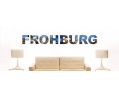 Wandtattoo farbige Wandschrift Städtename Frohburg mit Sehenswürdigkeiten 180 x 22 cm Länge