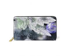 Weihnachtsblume Silberkugeln Damen Geldbörse Brieftasche Große Echtes Leder Geldbeutel Kartensteckplätze Organizer für Frauen Mädchen