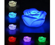 Nachtlicht in Rosenform, mit 7 Farbwechseln, Rosen-Form, Kerze, LED-Mostone-Nachtlampe, Colorama-Licht, romantisch, Kunststoff, niedliche Lampe für Zimmer-Party-Dekoration