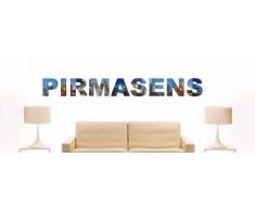 Wandtattoo farbige Wandschrift Städtename Pirmasens mit Sehenswürdigkeiten 180 x 21 cm Länge