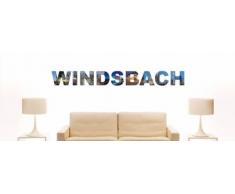 Wandtattoo farbige Wandschrift Städtename Windsbach mit Sehenswürdigkeiten 180 x 20 cm Länge