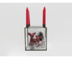 Advents Gesteck im roten Glas Advent Glas Weihnachten Hirsch Tannenbaum Gesteck