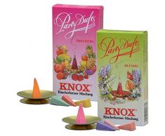 KNOX-Räucherkerzen 2er Set Party-Düfte - blumig und fruchtig + 2 Glimmschalen - Made in Germany