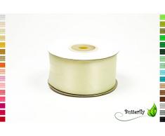25m Rolle Satinband 38mm ( ivory / ecru 820 ) // einseitiges Schleifenband Deko Band Dekoband Geschenkband Dekoration für Hochzeit Taufe 4cm
