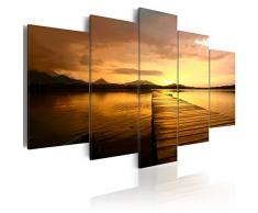 murando - Bilder 100x50 cm Vlies Leinwandbild 5 TLG Kunstdruck modern Wandbilder XXL Wanddekoration Design Wand Bild - Ozean Insel Natur Landschaft Sonnenuntergang c-B-0088-b-n