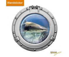Graz Design 651015_40 Wandsticker Wandtattoo Wandaufkleber Badezimmer Bullauge weiÃer Hai Meer