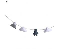YSHtanj Wimpelkette mit Wolken-/Baum-/Bären-Design, zum Aufhängen, Party-Dekoration, Filz, Filz, Girlande für Kinderzimmer, Kinderzimmer, Wanddekoration – 5, 1