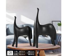 Luxdeoo Dekoartikel Tierstatuen Gartenfiguren Schwarzweiss-Keramikpferd Verziert Kreatives Hauptwohnzimmerweinkabinettdekorationpferd Verziert Schwarzes Paar