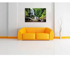 Wunderschöner tropischer Wasserfall Format: 100x70 auf Leinwand, XXL riesige Bilder fertig gerahmt mit Keilrahmen, Kunstdruck auf Wandbild mit Rahmen, günstiger als Gemälde oder Ölbild, kein Poster oder Plakat