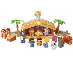 Fisher-Price J2404 - Little People Weihnachtskrippe Geschenkset, mit 12 Figuren und 5 Zubehörteilen, ab 12 Monaten