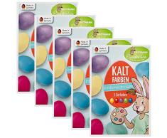 Heitmann Eierfarben Klassische Ostereier-Kaltfarben - Grün, Blau, Gelb, Rot, Violett - (5X Eierfärbetabletten)