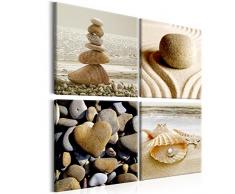 murando - Bilder Steine 80x80 cm - Leinwandbilder - Fertig Aufgespannt - Vlies Leinwand - 4 Teilig - Wandbilder XXL - Kunstdrucke - Wandbild - Canvas - Spa Natur Meer Sand Wasser beige b-B-0238-b-i