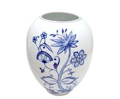 Triptis Zwiebelmuster Vase Tischvase Rundvase Blumenvase bauchig, Thüringer Porzellan, ca. 13 x 18 cm, ca. 1.6 l, ca. 7.5 cm Öffnung, 1 Stück