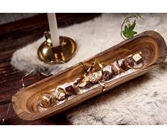 Windalf Handmade Hobbit-Style Natur Teak Schale Galina 35 cm Rustikaler Bohemia Dekor Antipasti Brotkorb Teakholzschale Vorraum Holzschale Wurzelholz