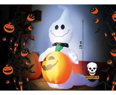 infactory Halloween aufblasbar: Selbstaufblasender Halloween-Geist mit Beleuchtung, 120 cm hoch (Aufblasbare Halloween Figuren)