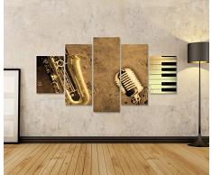 islandburner Bild Bilder auf Leinwand Sepia Saxophon Klavier Musik Poster, Leinwandbild, Wandbilder