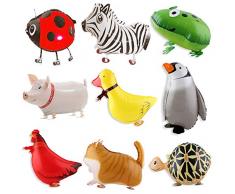 BESTZY 9 STK Walking Tier Folienballon Haustier Ballons Air Walkers Helium Ballon Kit für Kinder Geburtstag Party Dekoration Spielzeug