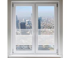 INDIGOS UG Glasdekorfolie Dusche 1200mm breit x 500mm hoch - Folie für Duschkabine Fensterfolie Bad Sichtschutz Streifendesign satiniert Blickdicht