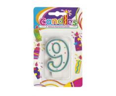 Boland 563409 Kerze, Nr 9, 4 verschiedene Farben, mehrfarbig