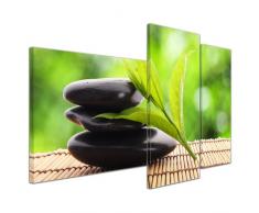 Wandbild - Zen Steine V - Bild auf Leinwand 130x80 cm 3 teilig - Leinwandbilder Bilder als Leinwanddruck Geist & Seele Asien - Wellness