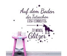 ilka parey wandtattoo-welt® Wandtattoo Wandaufkleber Wandsticker Aufkleber Sticker Zitat Spruch Auf dem Boden... mit Einhorn und Sternen M1977 ausgewählte Farbe: *lila* ausgewählte Größe: *XL - 91cm breit x 100cm hoch*