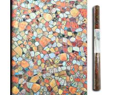 LEMON CLOUD Selbstklebend Fensterfolie Folie Fenster Sichtschutz Bad für Dekoration und Schutz der Privatsphäre (44.5cmx200cm Bunte steine)