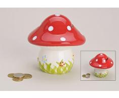 Glücks-Pilz Spardose für Kinder & Erwachsene in Rot, 13x13 cm | Große Sparbüchse aus Keramik / Porzellan mit Schlüssel und Schloss | Sparschwein abschließbar, schöne Deko-Figur zum Geld sparen