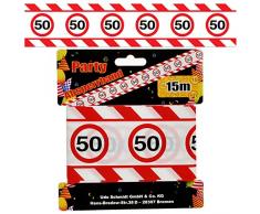 1 DEKOBAND ABSPERRBAND Geburtstag Zahl 50 DEKO 15m Kunststoff