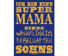 Mutter Sohn Geschenkidee Bezug für Kissen 40 x 40cm - SUPER MAMA ...eines SOHNS Bezug für Kissen 40 x 40cm - Dankeschön zu Weihnachten - Print Kissenhülle in royalblau : )